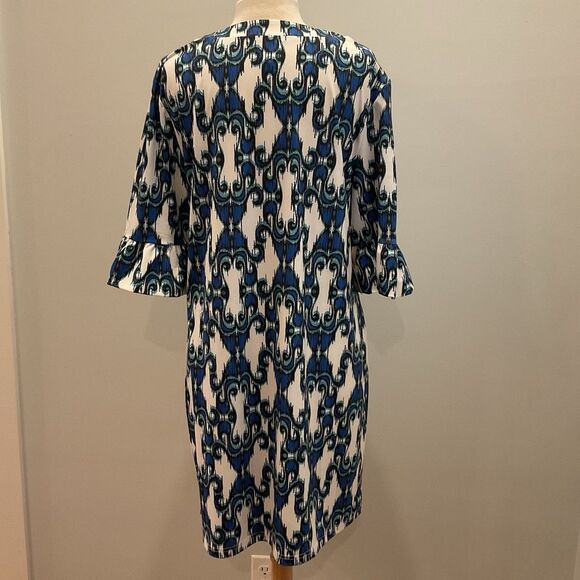 Tracy Negoshian Blue Stretch Pullover Sheath 3/4 Sleeve Large NWT $142 - Picture 3 of 12